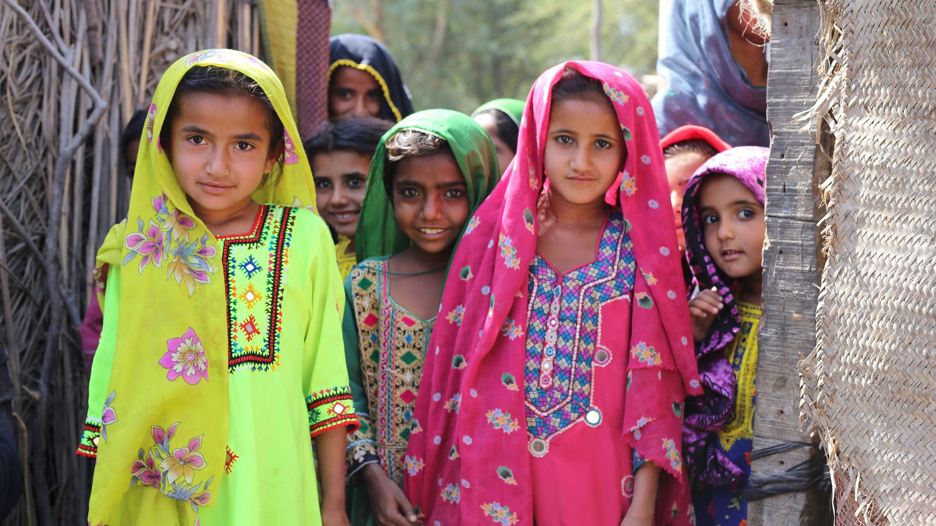 Young girls in Thatta Sindh pose for a photo