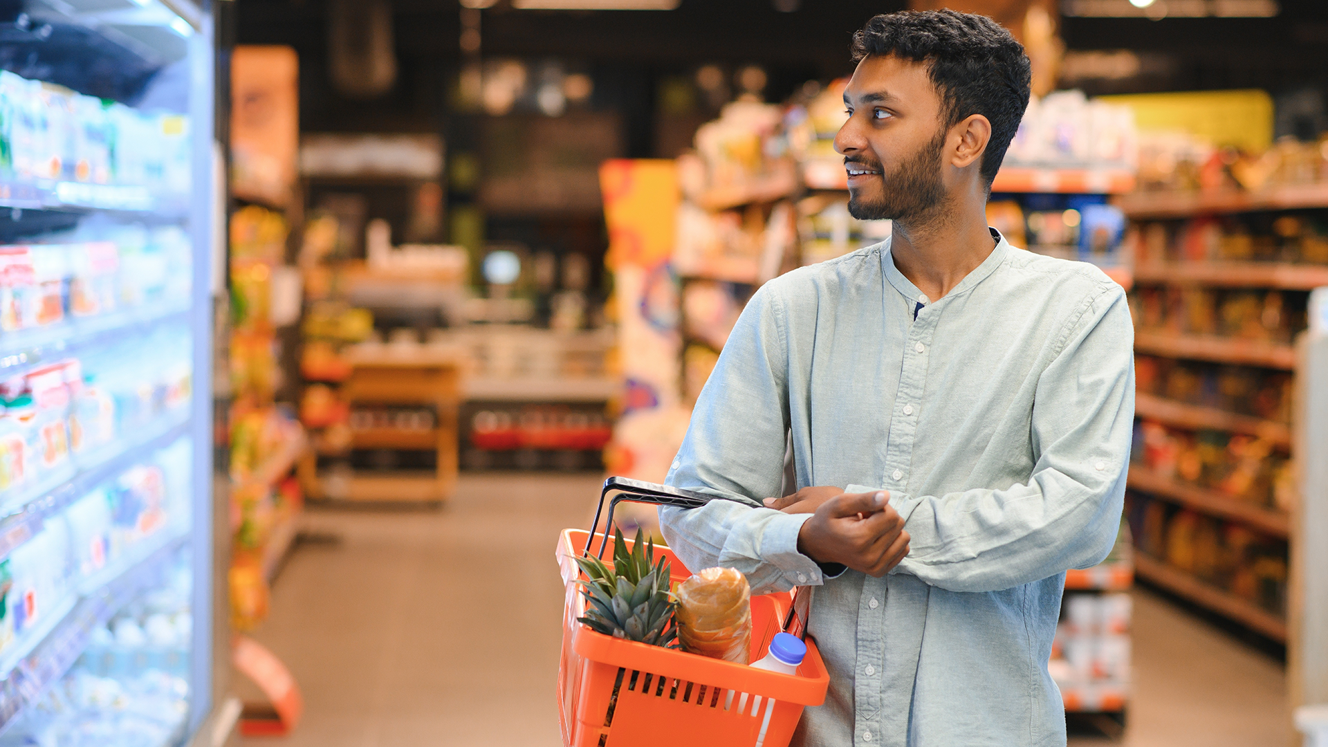 Indian man in a supermarket 