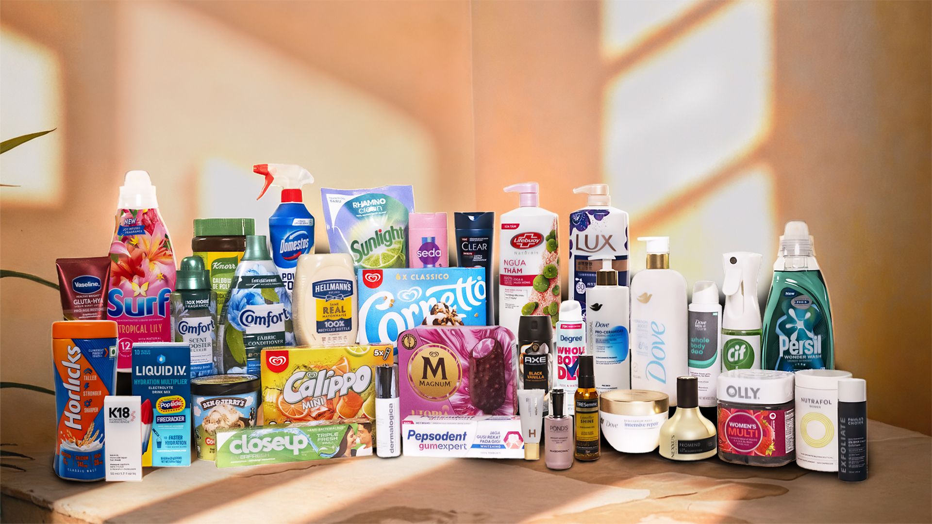 A display of some of Unilever’s billion euro Power Brands.