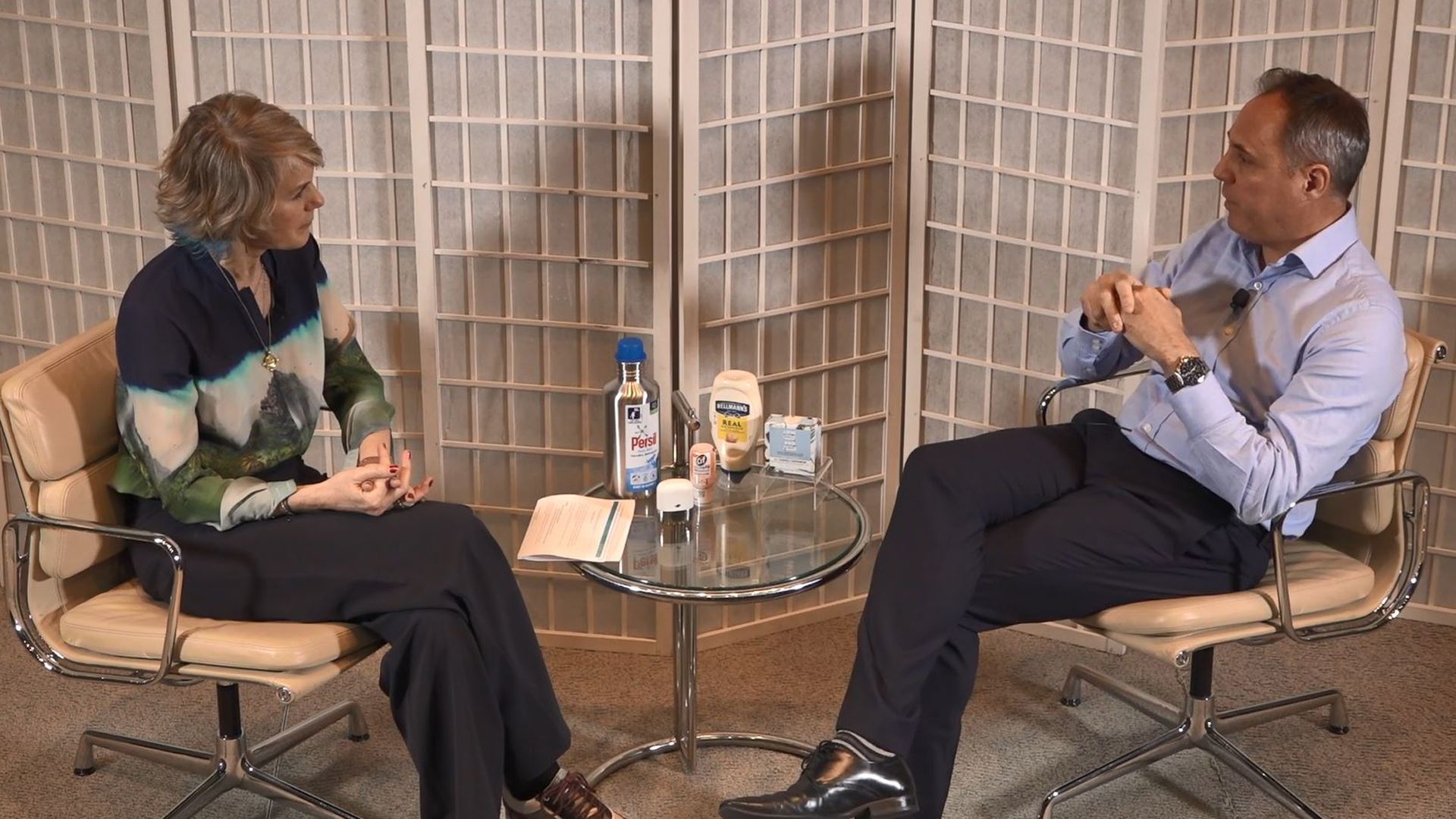 Two people sitting opposite each other