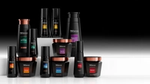 Products from TRESemmé Professional: shampoo, conditioner, hair masks, serums and oils. Black bottles with copper accents.