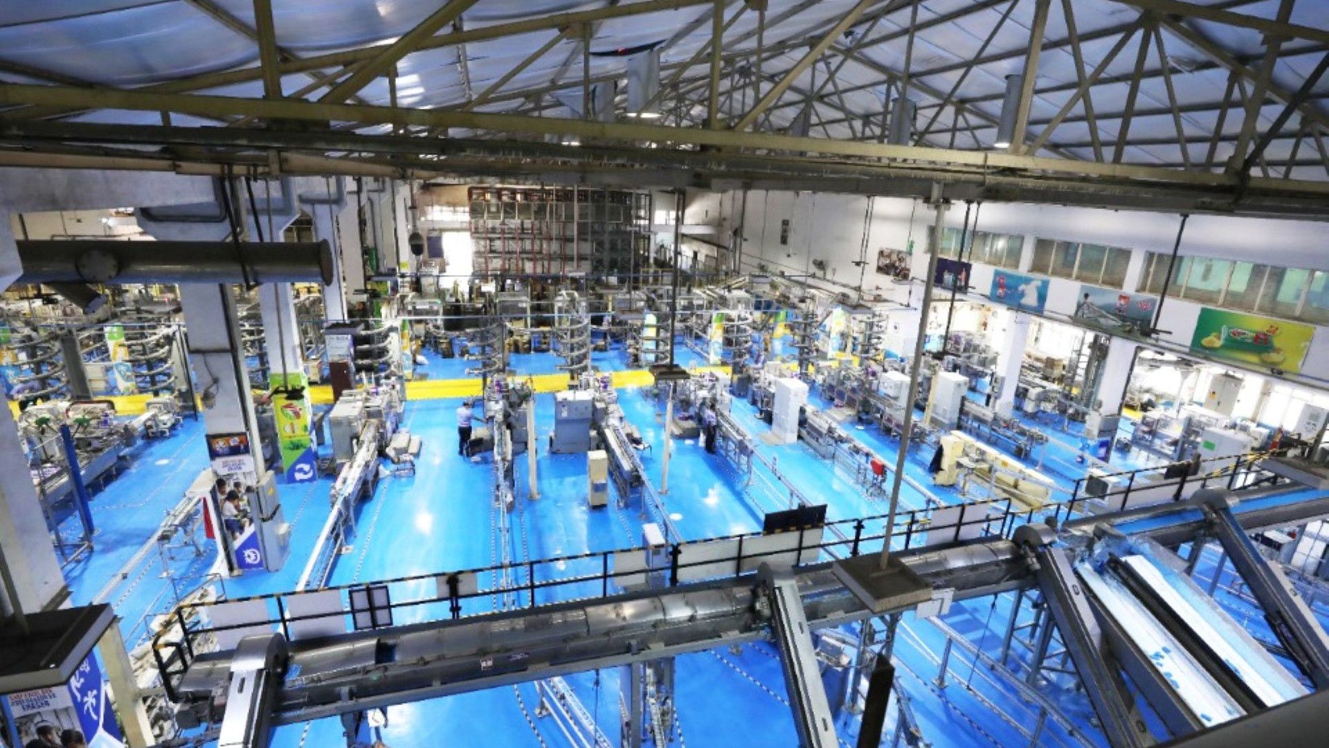 A view of the factory floor at a Unilever factory.